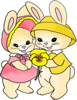 two cute easter bunnies